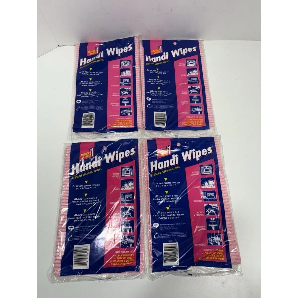 VINTAGE Handi Wipes‎ Lot Of 4 Reusable Multi-purpose Cloths Pink 5 Pk Each New!